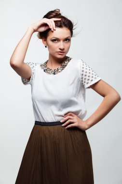 moda stil, glamur güzel bir kız bir fotoğraf olduğunu
