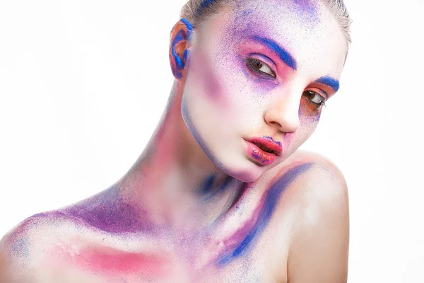 Hermosa joven con maquillaje creativo, retrato de belleza — Foto de Stock