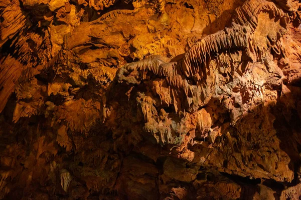Schöne Aussicht Auf Stalaktiten Und Stalagmiten Damlatas Unterirdischer Höhle Alanya Stockbild