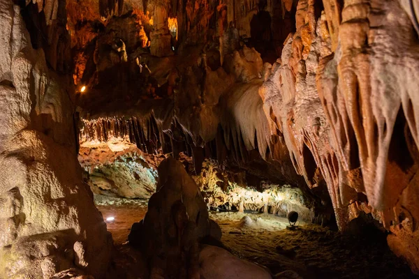 Schöne Aussicht Auf Stalaktiten Und Stalagmiten Damlatas Unterirdischer Höhle Alanya Stockfoto