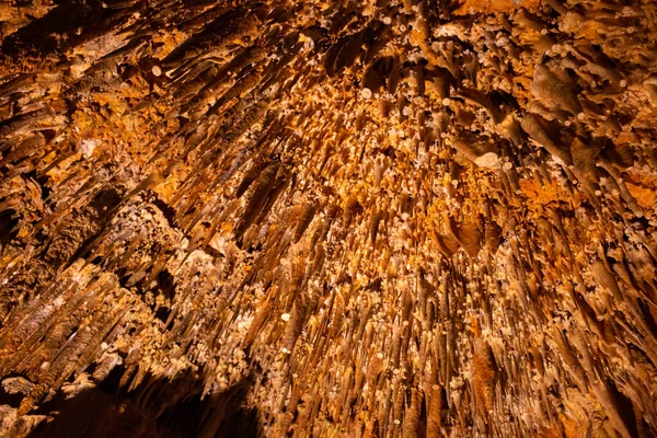 Schöne Aussicht Auf Stalaktiten Und Stalagmiten Damlatas Unterirdischer Höhle Alanya Stockbild