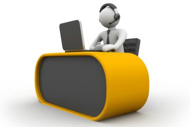 çağrı merkezinde çalışan 3d adam