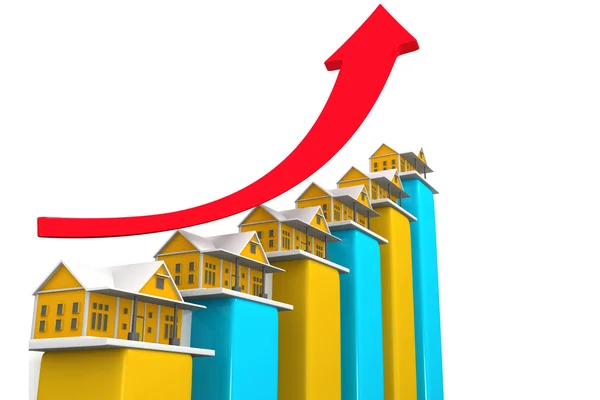 Wachstum der Immobilien in der Grafik dargestellt — Stockfoto