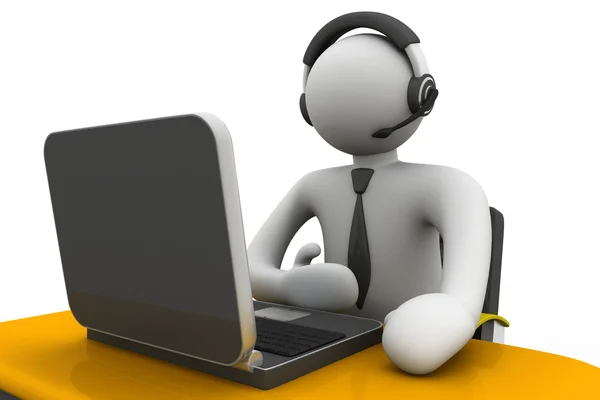 3D man working in a call center Stock Photo