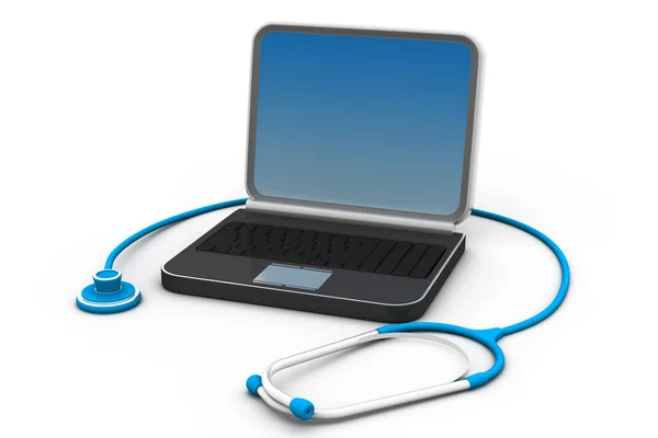 Stetoscopio medico su un computer portatile — Foto Stock