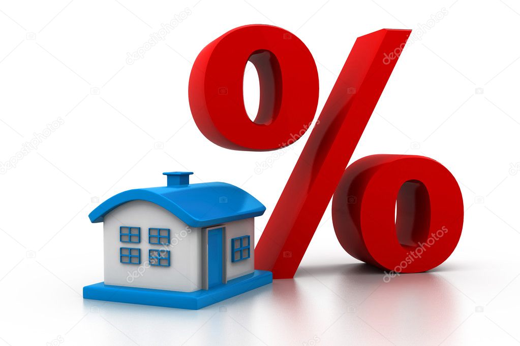House with a big  symbol of percent