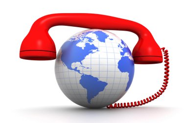 Küre ve telefon alıcısı. Global iletişim kavramı