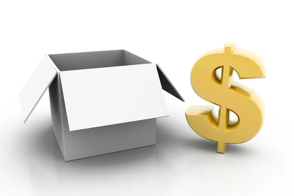 The dollar and open box — Stock Photo, Image
