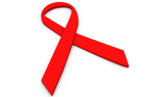Cinta roja VIH, SIDA aislado sobre fondo blanco — Foto de Stock