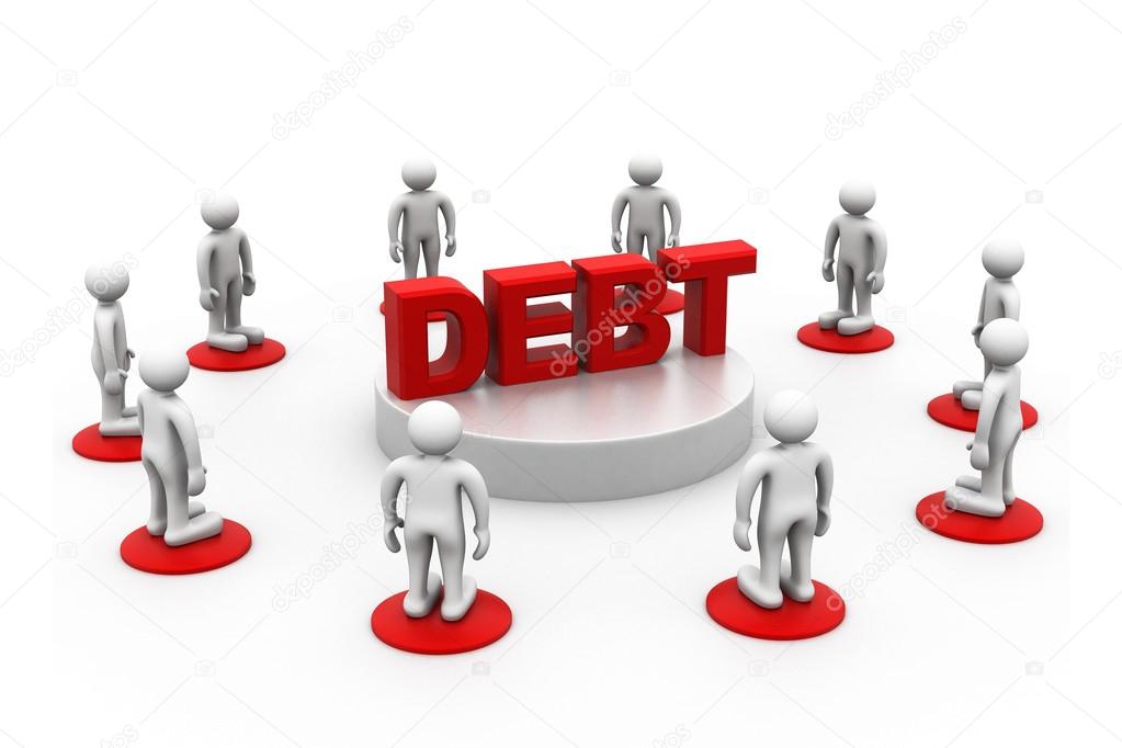 People around word debt
