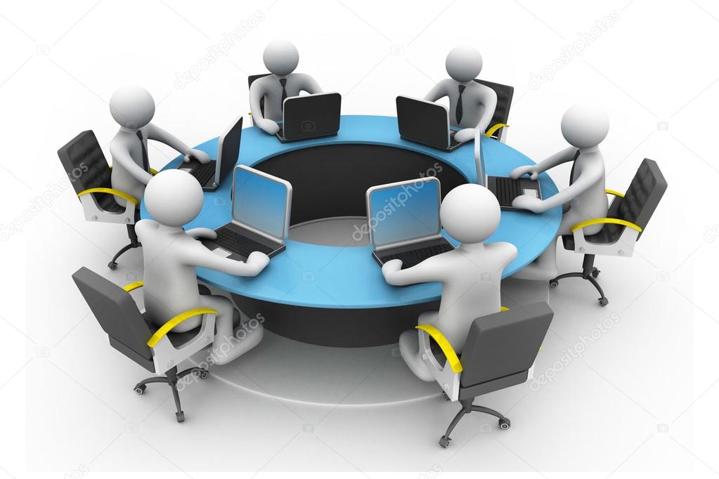 3d business people Working Together At Desk In Office.