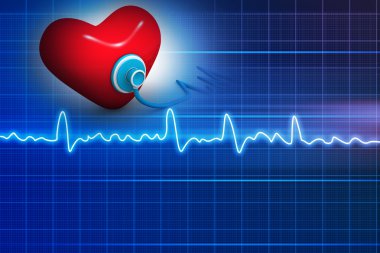 kardiyogram, sevgi ve arka plan üzerinde stetoskop