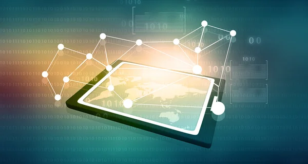 Schema di processo della rete aziendale sul PC tablet del computer — Foto Stock