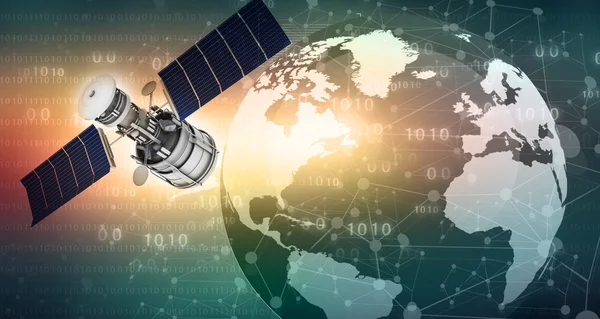Koncepcja komunikacji satelitarnej — Zdjęcie stockowe