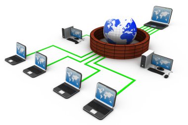 Computer Network and internet communication concept clipart