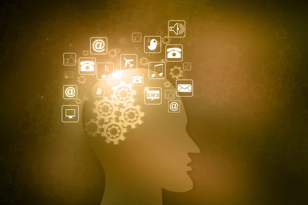 Human head with internet icons — Stock Photo, Image