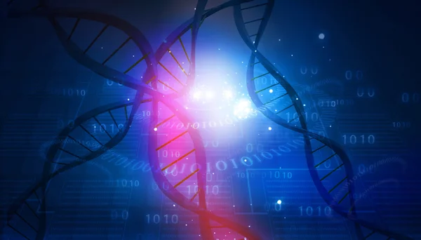 Dna-Struktur auf abstraktem digitalen Hintergrund — Stockfoto