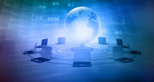 Globala datornätverk på abstrakt teknisk bakgrund — Stockfoto