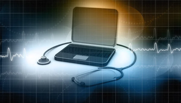 Medical stethoscope on a laptop computer — Stock Photo, Image