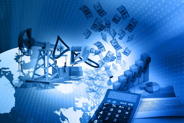 yağ pompası-jack ve büyüme grafik dolar ile dijital illüstrasyon