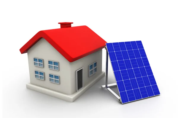 Huis met zonnepanelen — Stockfoto