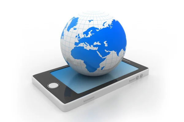 Smart phone and world globe — Stock Photo, Image