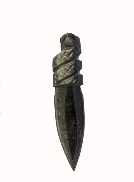 Maya obsidyen bıçak izole beyaz arka planı