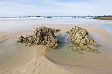 plaj kayalar. helguera, cantabria (İspanya plaj).