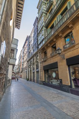 bilbao eski kasaba tipik sokakta. Bask Ülkesi (İspanya)