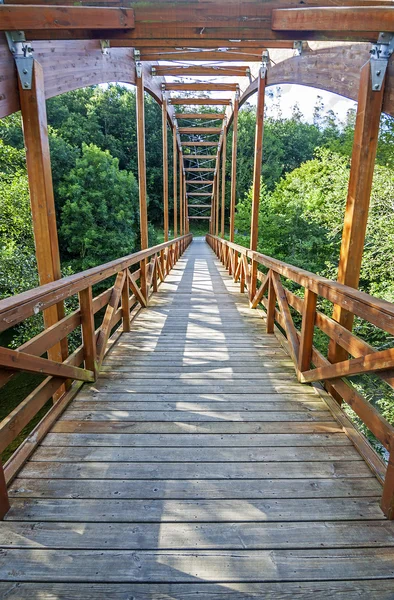 Ponte di legno sul fiume. Fotografia Stock