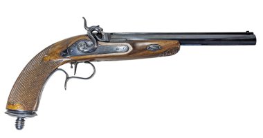 muzzleloading blackpowder gun beyaz zemin üzerinde. roch