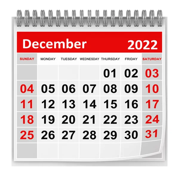 Calendario Dicembre 2022 Questa Immagine Generata Dal Computer Renderizzato Isolato — Foto Stock