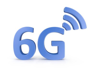 6G Bağlantı Sembolü, bu 3 boyutlu oluşturulmuş bir bilgisayar görüntüsü. Beyazda izole edilmiş.