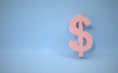Dollar Sembol Mavi Arkaplanda, Bu 3 boyutlu oluşturulmuş bir bilgisayar görüntüsü. Beyazda izole edilmiş.
