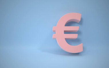 Euro Sembolü Mavi Arkaplanda, bu 3 boyutlu bir bilgisayar görüntüsü. Beyazda izole edilmiş.