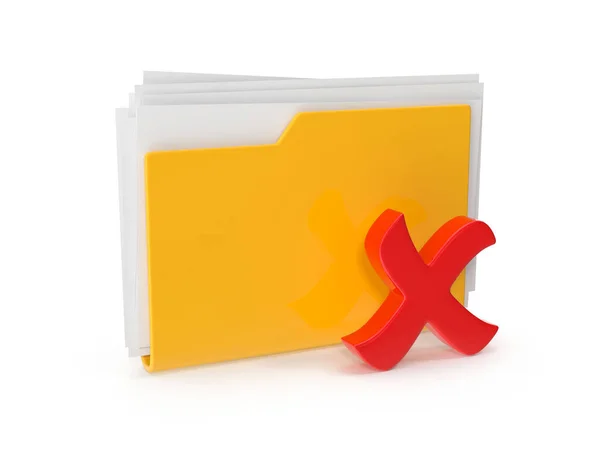 Cross Mark Symbol Dan Yellow Folder Ini Adalah Gambar Yang — Stok Foto