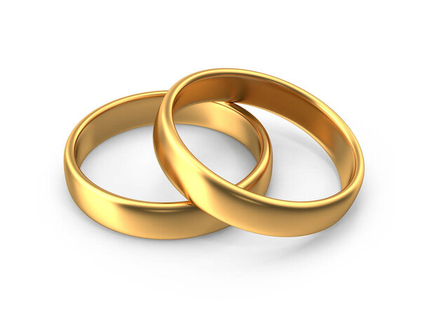 Two Gold Ring , This is a 3d rendered computer generated image. Isolated on white.