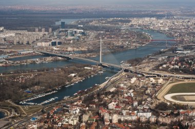 Belgrad, Sırbistan üzerinde havadan görünümü