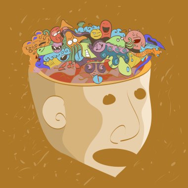 Head with monsters clipart