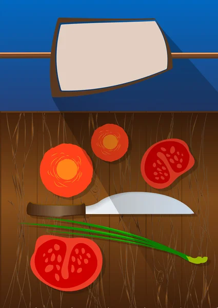 Покрытие меню морковью, помидорами и луком — стоковый вектор