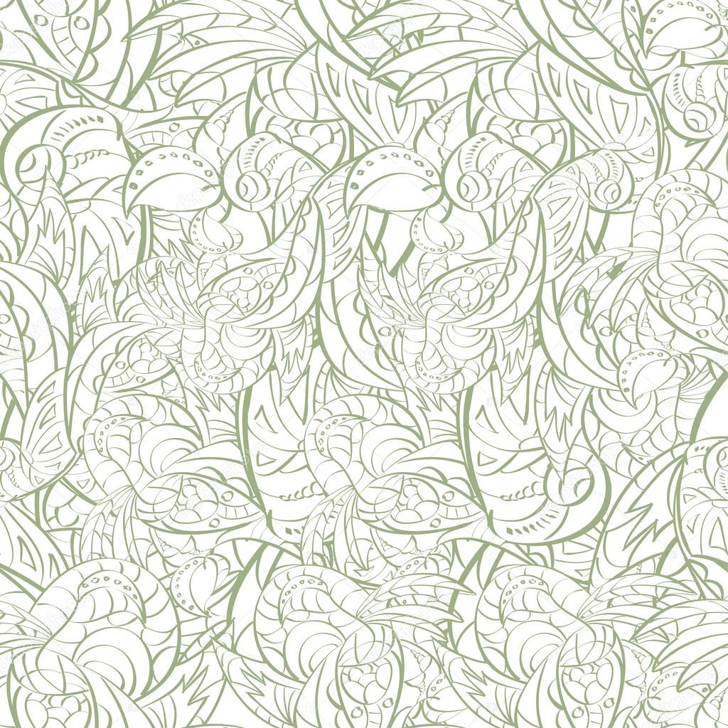 Seamless abstract hand-drawn  leaves pattern. Seamless pattern c
