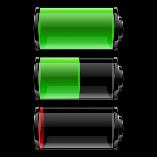 Ikony baterie s různými poplatek — Stockový vektor