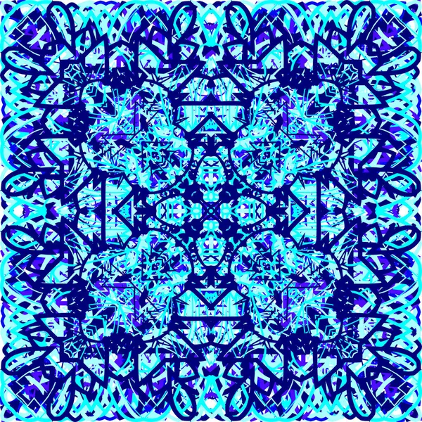 Quadrefoilのポルトガル語Azulejosタイルベクトルシームレスなパターン セラミックプリントデザイン 現代の幾何学的な花の装飾 アラベスクの四重油の花のシームレスな背景 セラミックタイルパターン — ストックベクタ