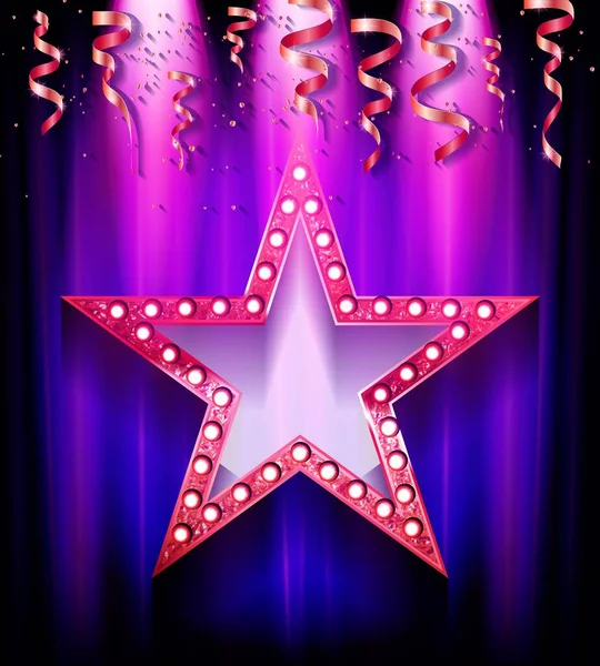 Illustration Star Shaped Illuminated Sign Light Bulbs Vector Illuastration 免版税图库插图