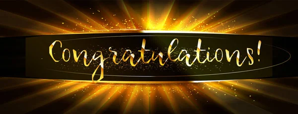 Banner Congratulazioni Con Golden Confetti Nastro Illustrazione Vettoriale — Vettoriale Stock