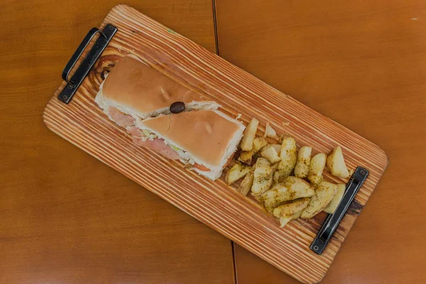 Big Sandwich Fries Table — Fotografia de Stock