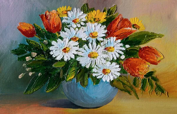 Oil Painting - still life, a bouquet of flowers — Stock Photo, Image