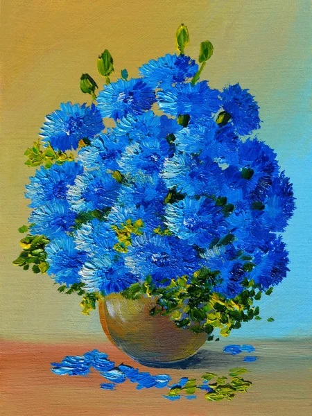 油画静物画、 一束鲜花 — 图库照片