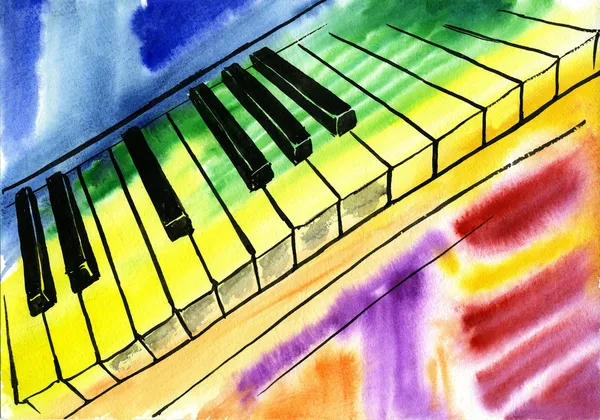 Akvarell, rajz, zongora — Stock Fotó