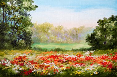 campo della pittura ad olio - papavero